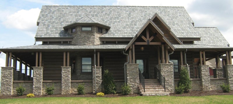 Arrowline Slate Blend Roofing Installed on Log Cabin Home preview 2